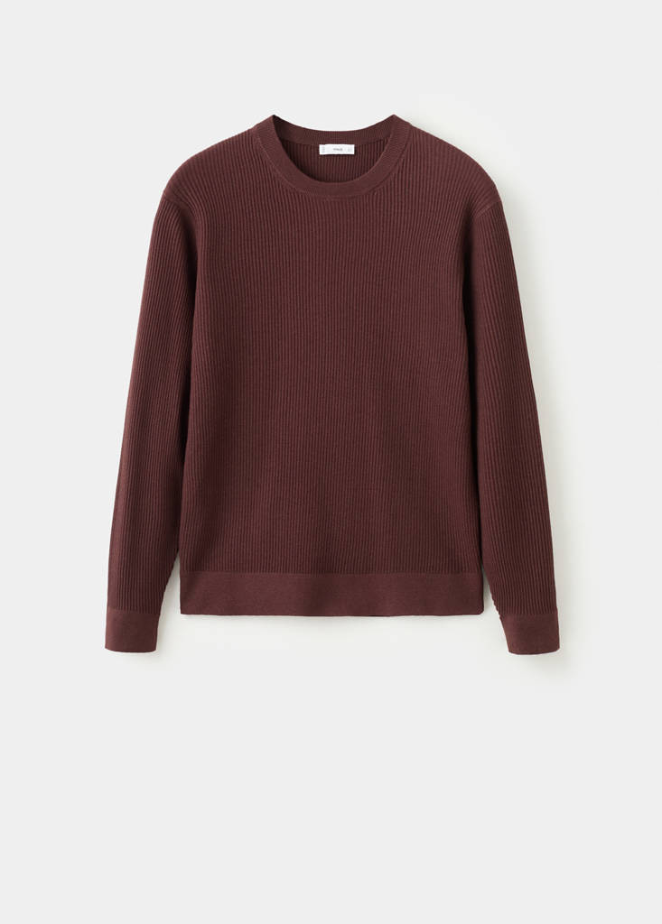 Fine rib-knit cotton sweater — Burgundy
