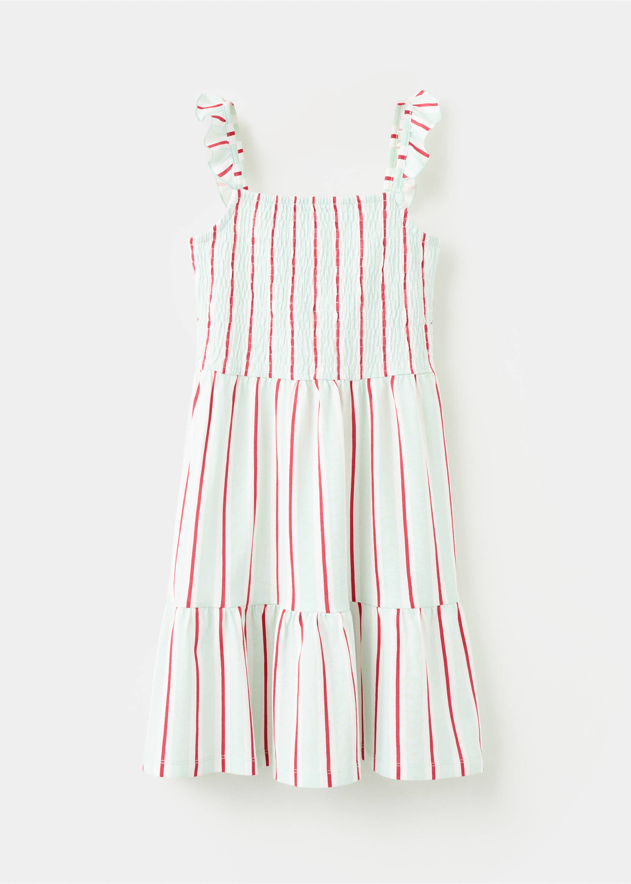Ruffled striped dress - Article without model, Turquoise. Ref: 27071509-00.