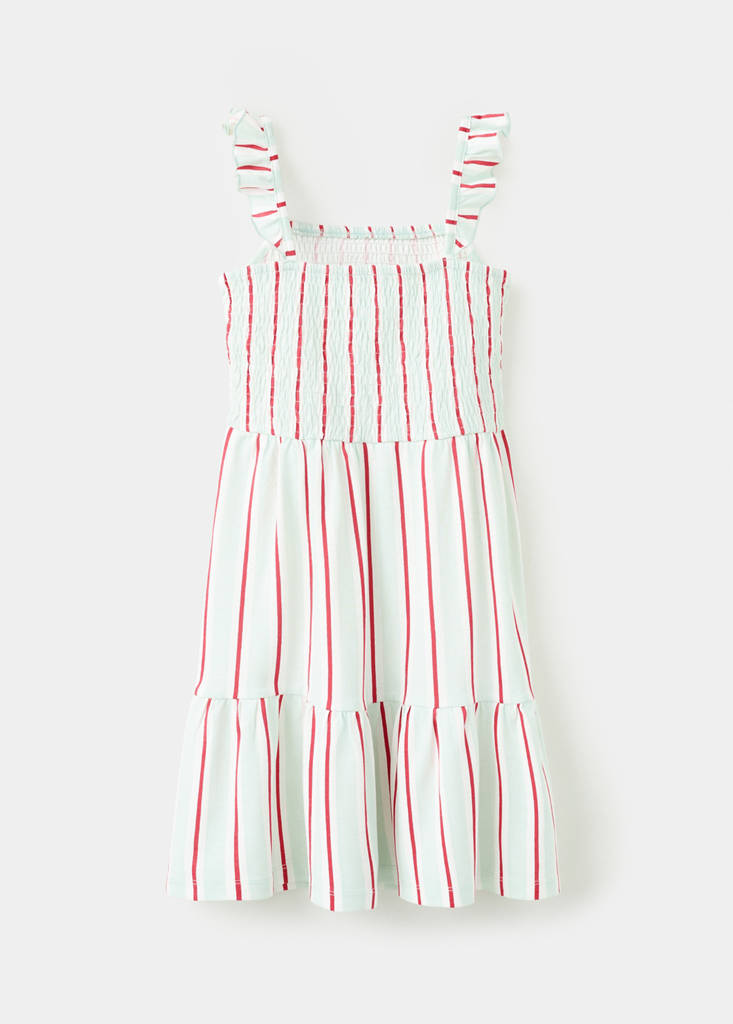Ruffled striped dress — Turquoise
