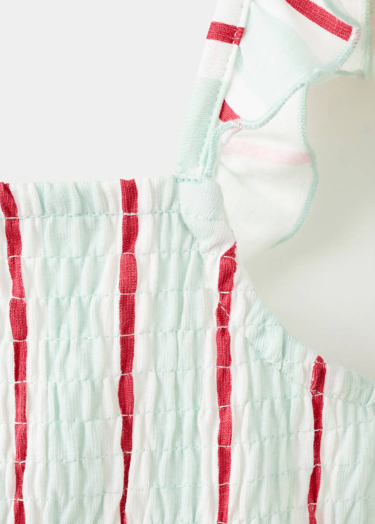 Ruffled striped dress — Turquoise