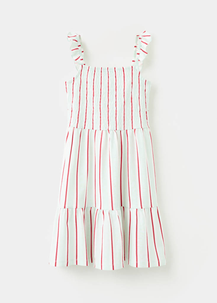 Ruffled striped dress — Turquoise