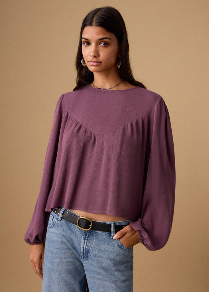 Ruched flowing blouse — Purple