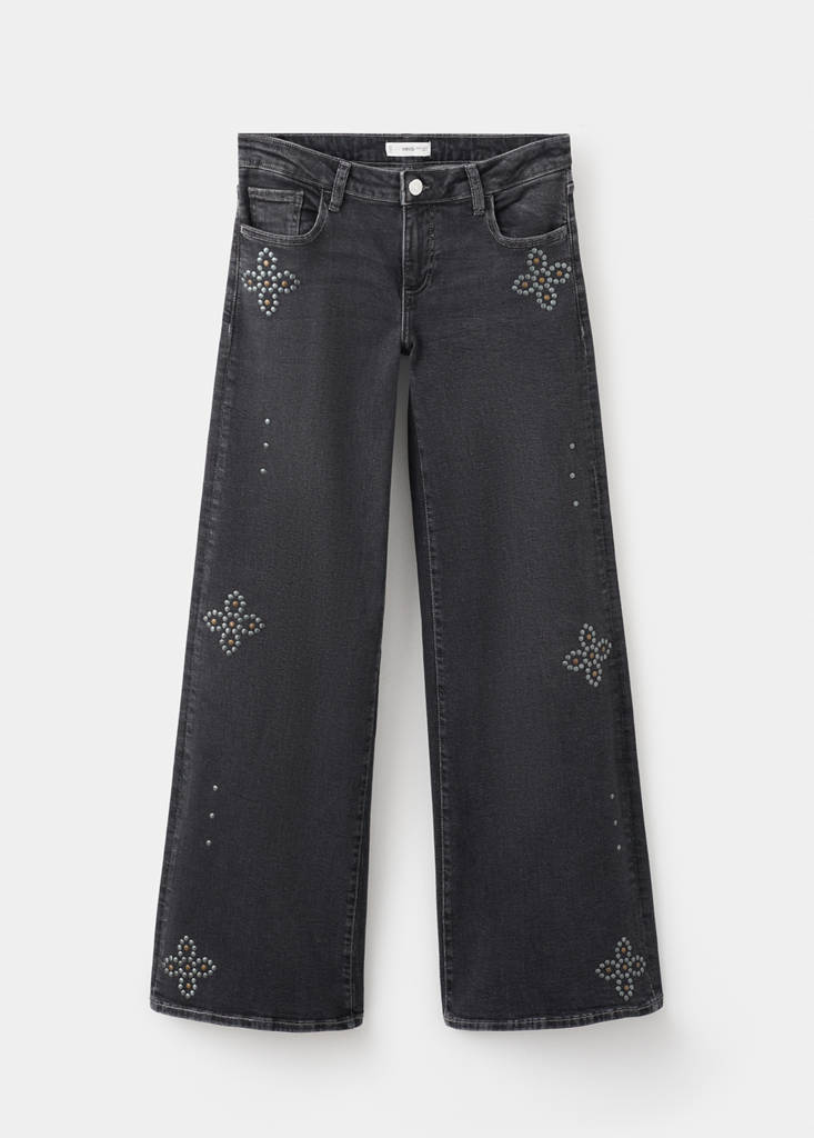 Low-waist studded jeans — Black denim