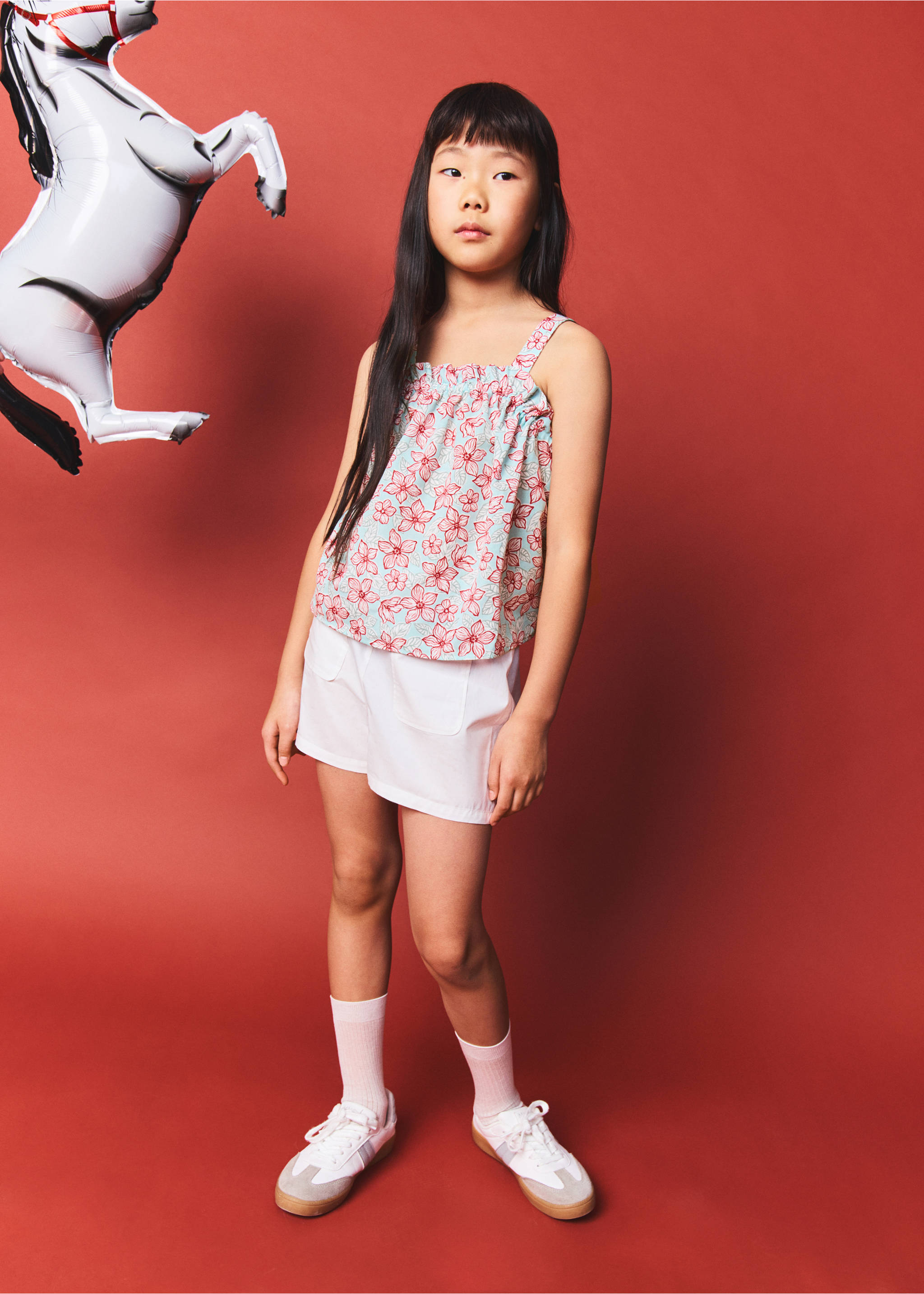 Floral print top - General plane, Aqua Green. Ref: 27071513-00.