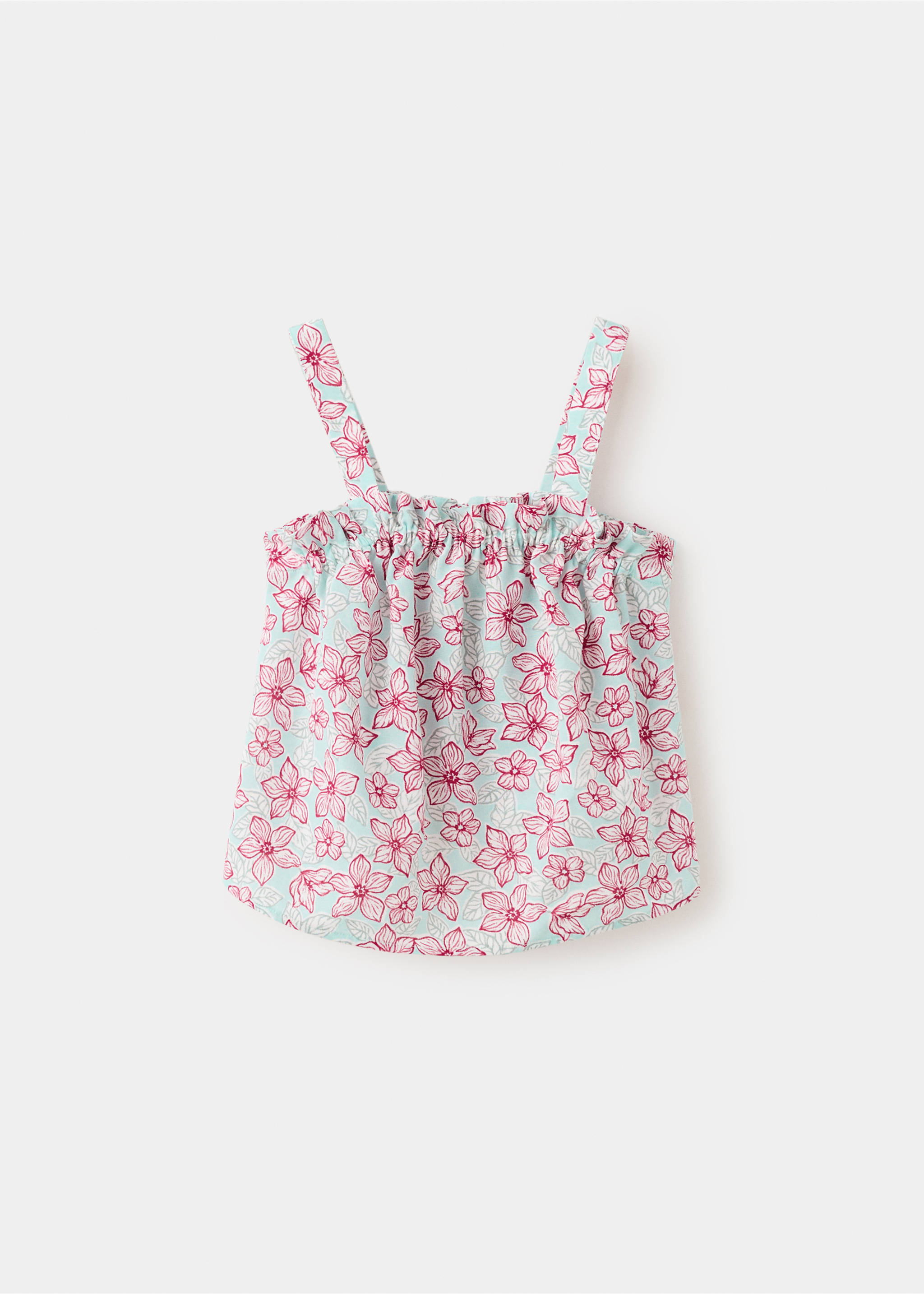 Floral print top - Article without model, Aqua Green. Ref: 27071513-00.