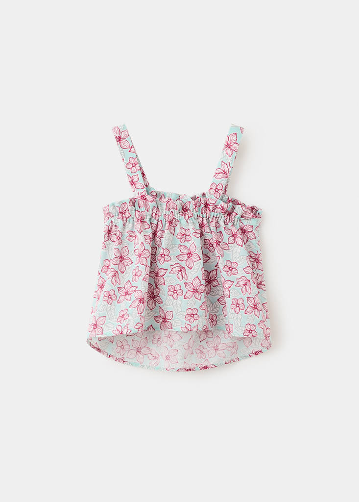 Floral print top — Aqua Green
