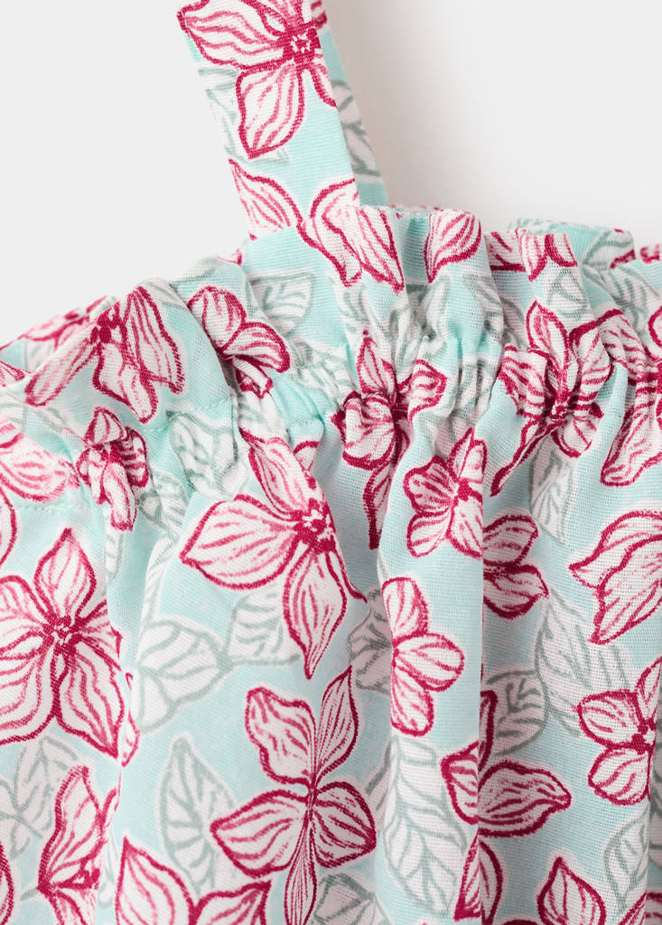 Floral print top — Aqua Green