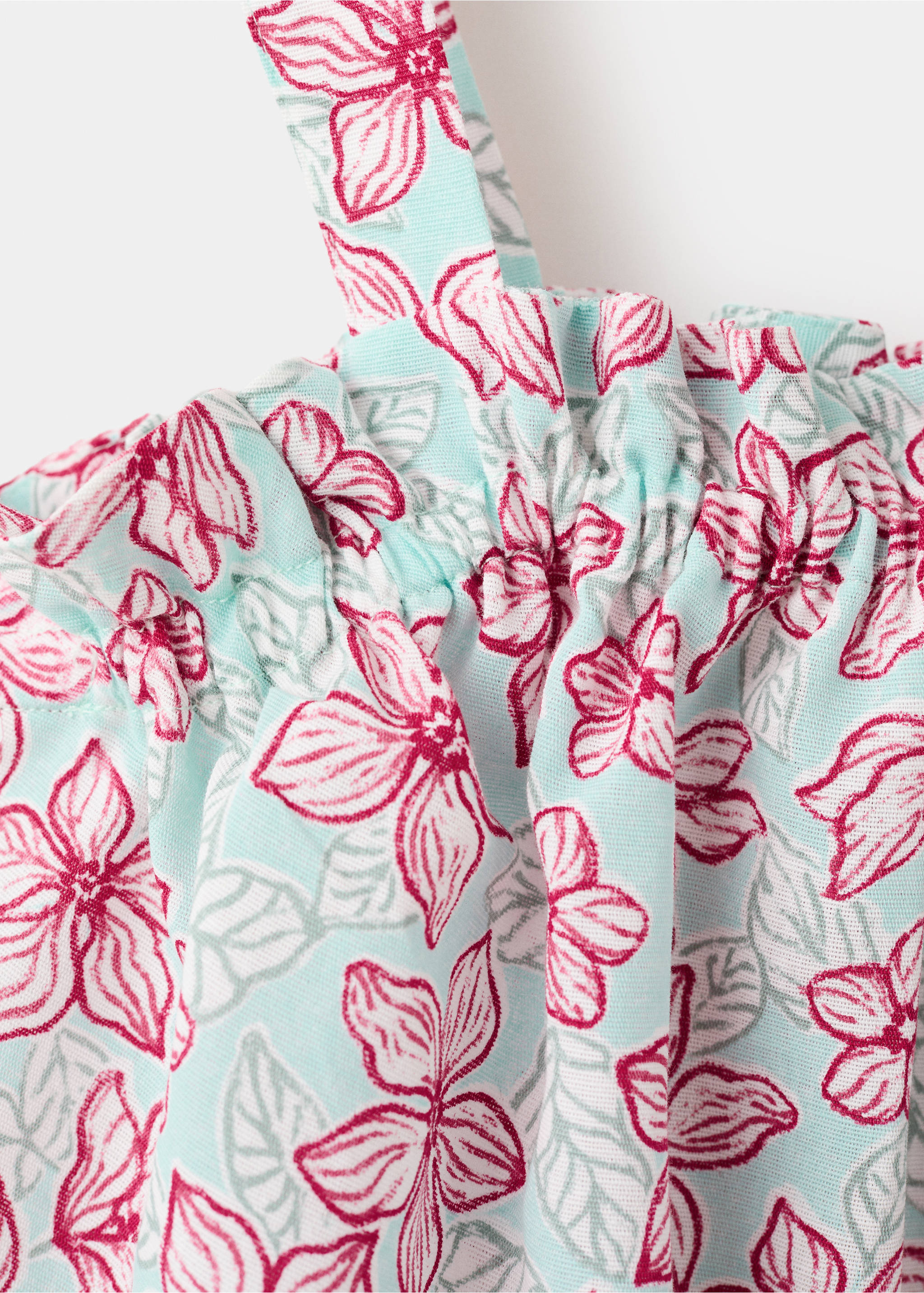 Floral print top - Details of the article 8, Aqua Green. Ref: 27071513-00.