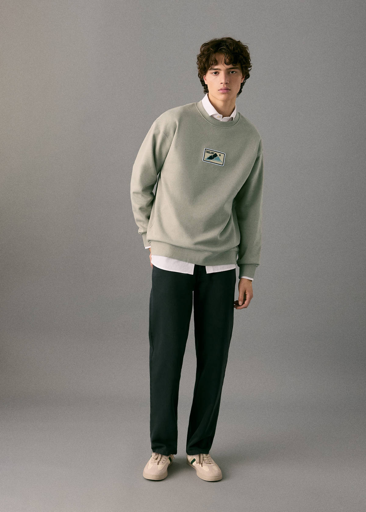 Patch cotton sweatshirt — Grey