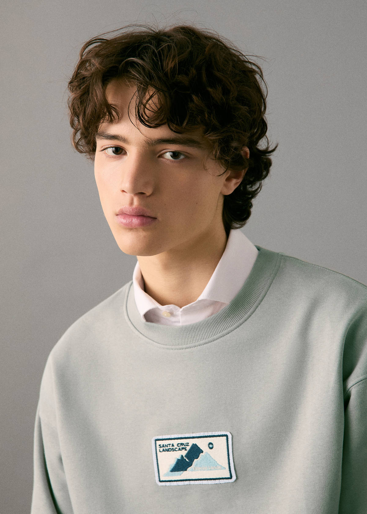 Patch cotton sweatshirt — Grey