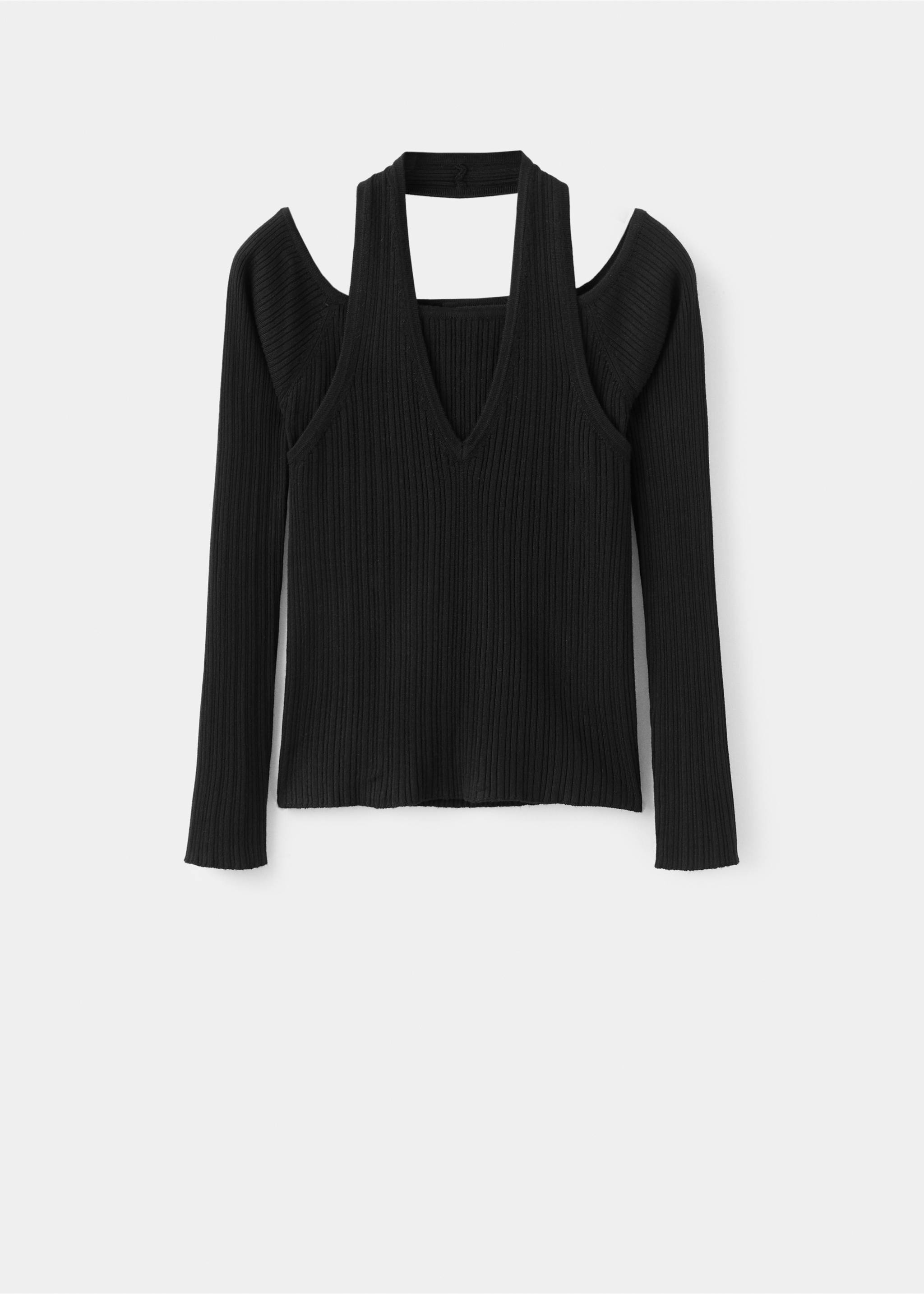 Long-sleeved halter-neck top - Article without model, Black. Ref: 27071517-00.
