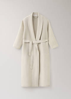 Linen cotton mini waffle dressing gown — Sand 6