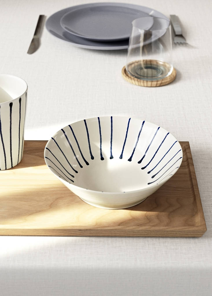 Striped gres bowl — Navy