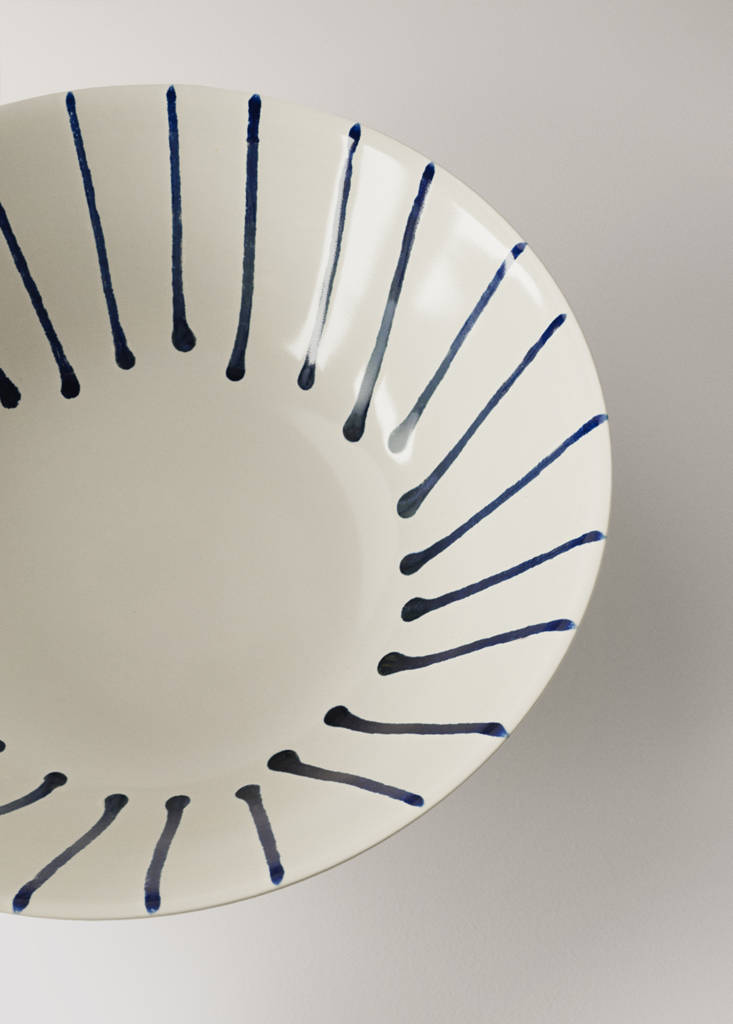 Striped gres bowl — Navy