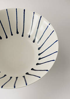Striped gres bowl — Navy 2