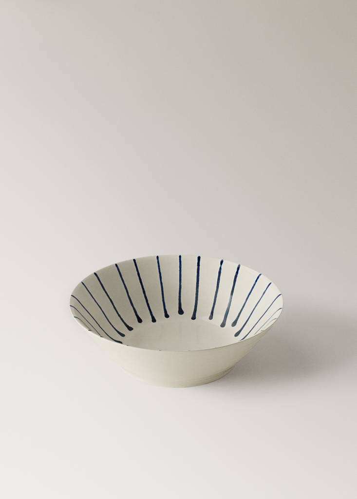 Striped gres bowl — Navy