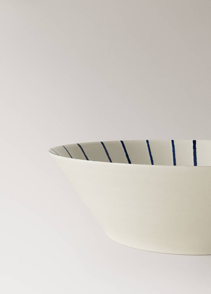 Striped gres bowl — Navy