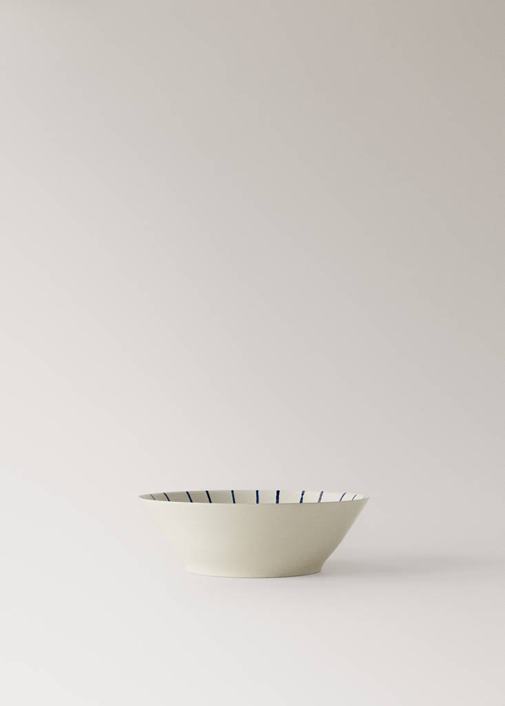 Striped gres bowl — Navy