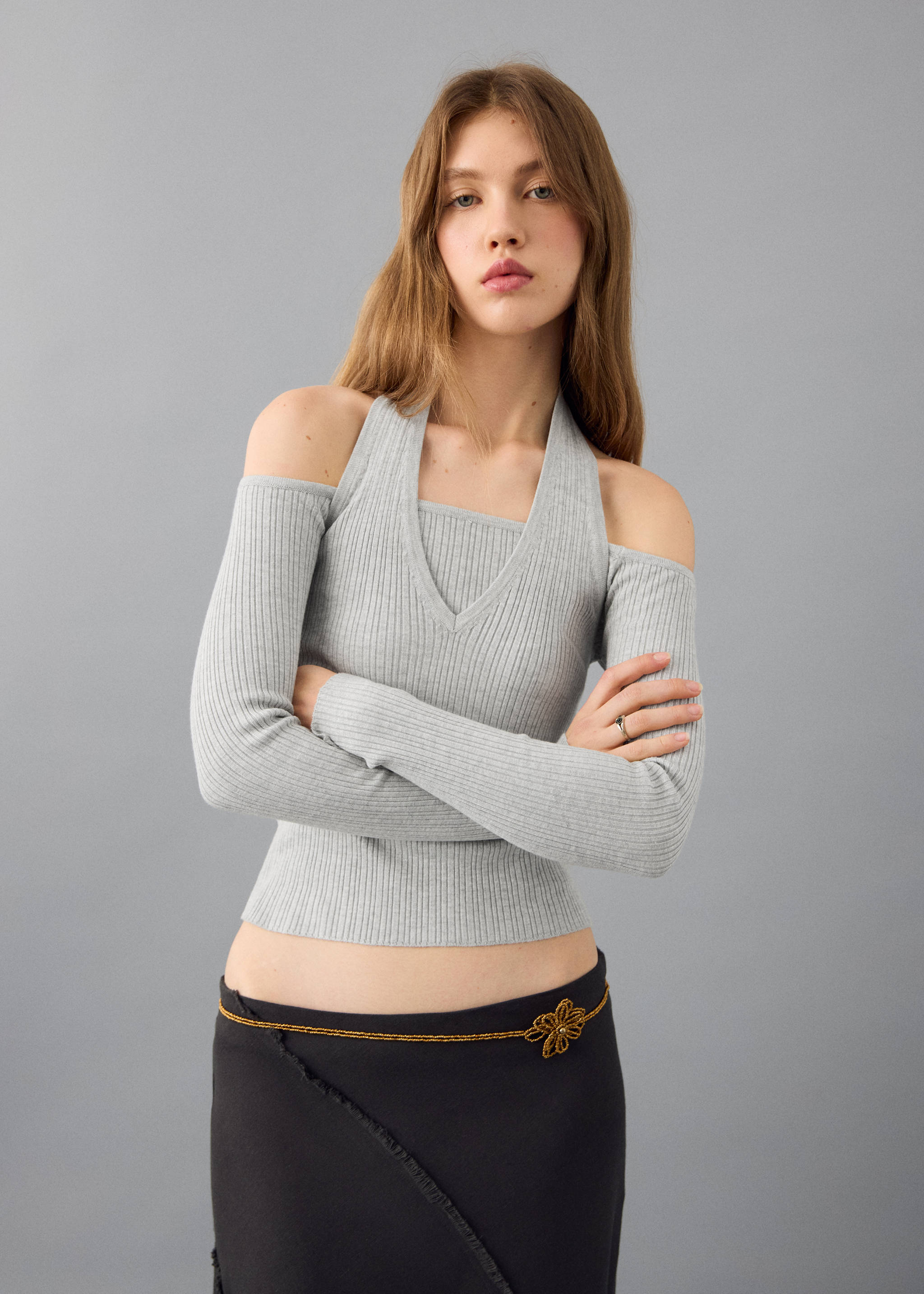 Top halter à manches longues - Plan moyen