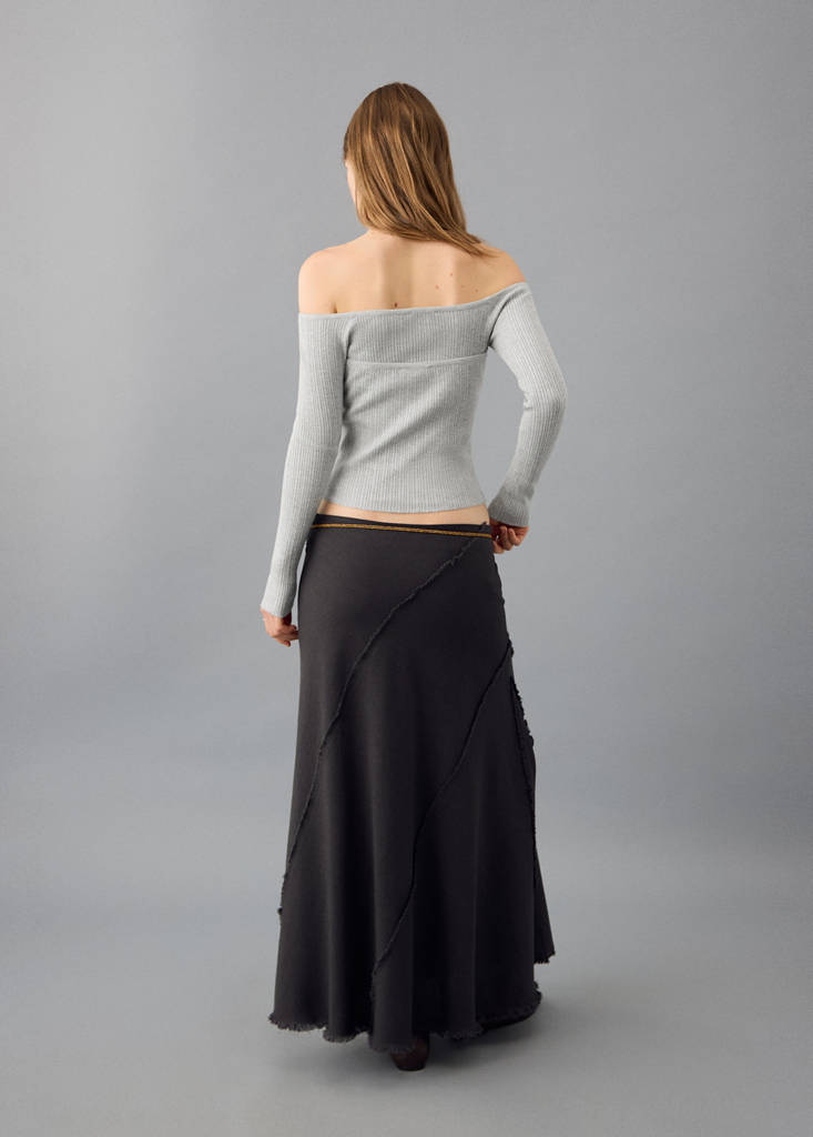 Long-sleeved halter-neck top — Light Heather Grey
