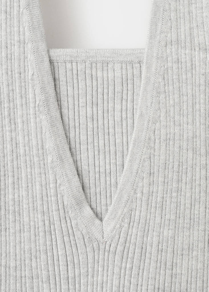 Long-sleeved halter-neck top — Light Heather Grey