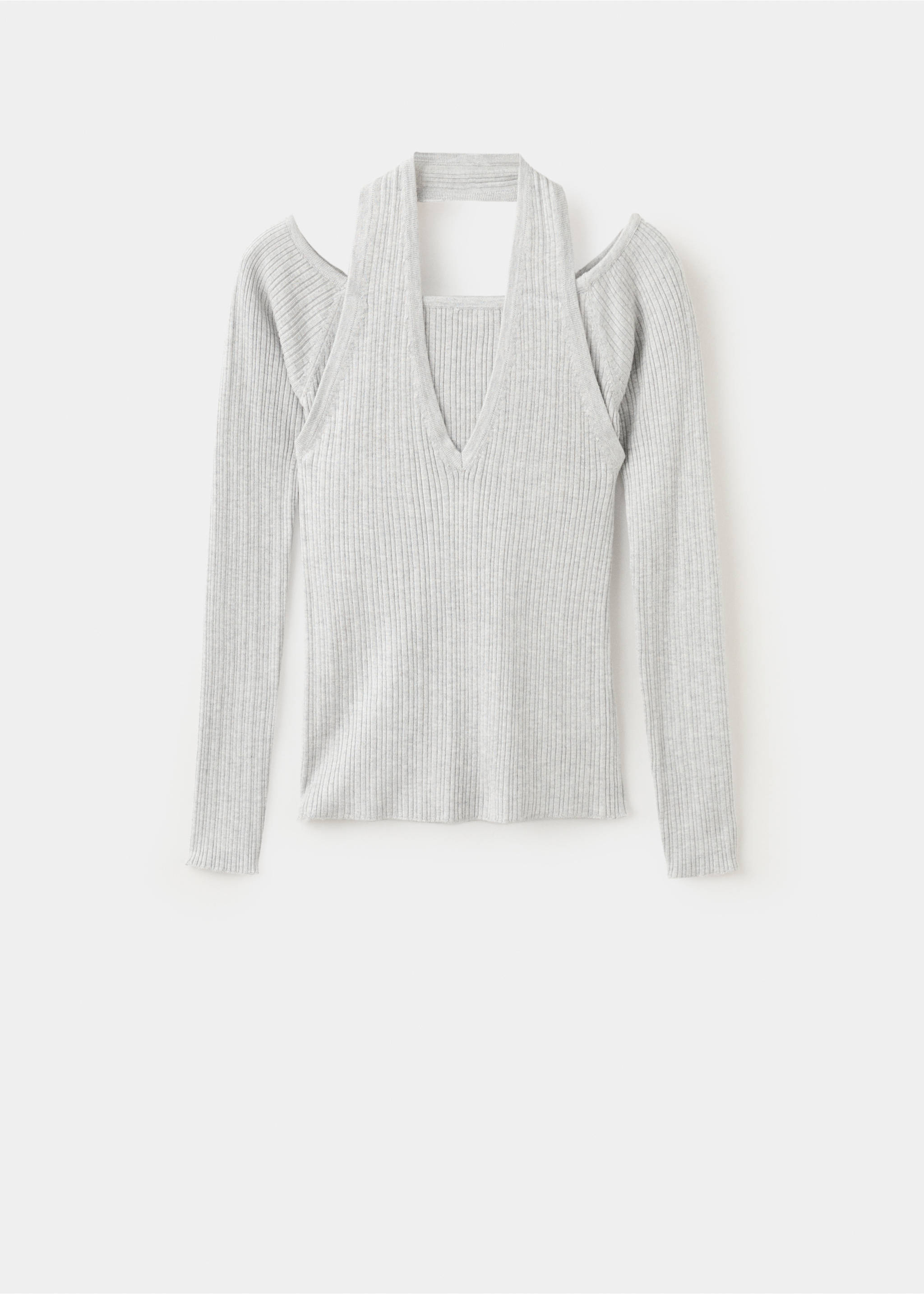 Long-sleeved halter-neck top - Article without model, Light Heather Grey. Ref: 27071529-00.
