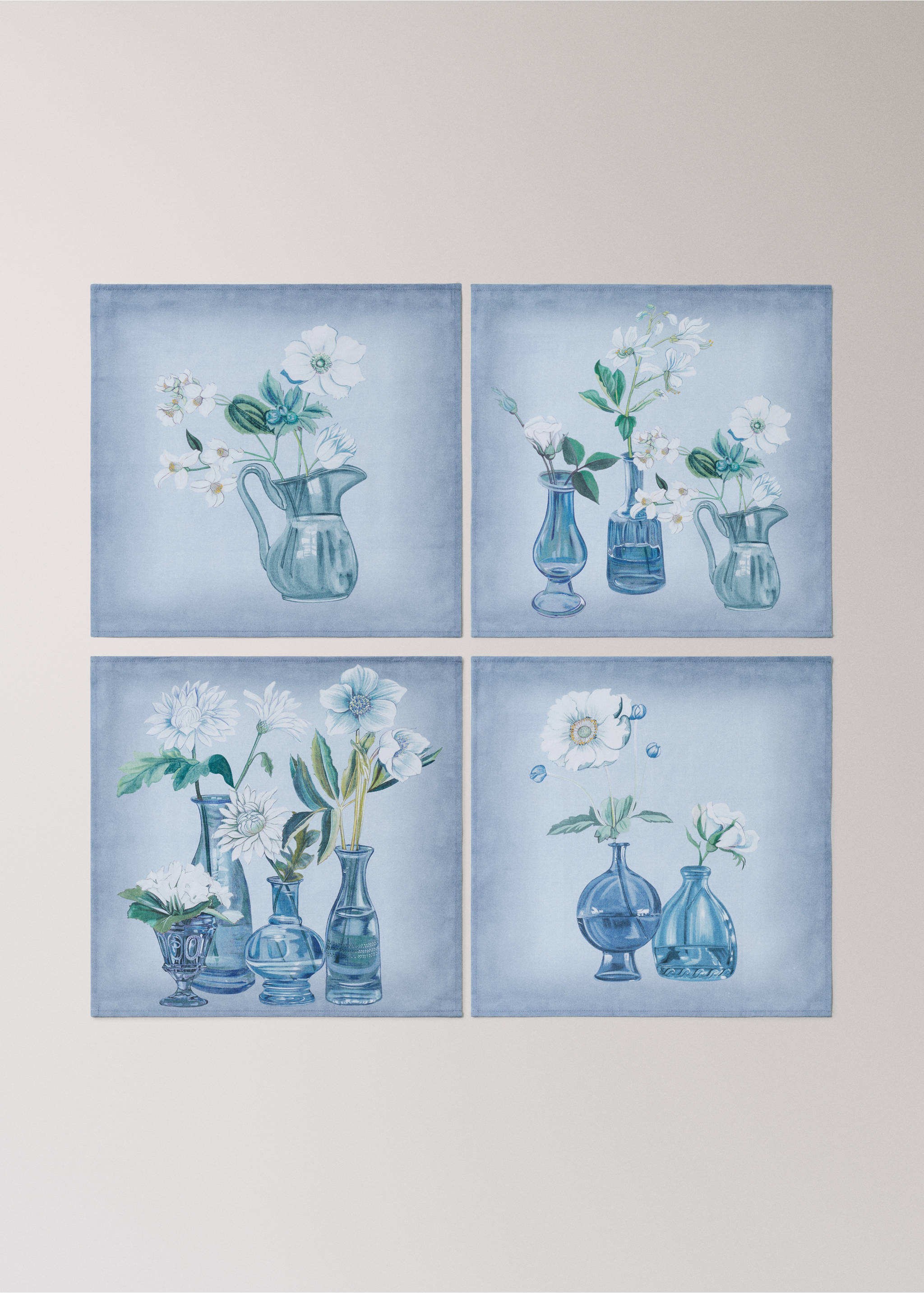 Napkins vases flowers bouquet - Article without model, Blue. Ref: 27071530-00.