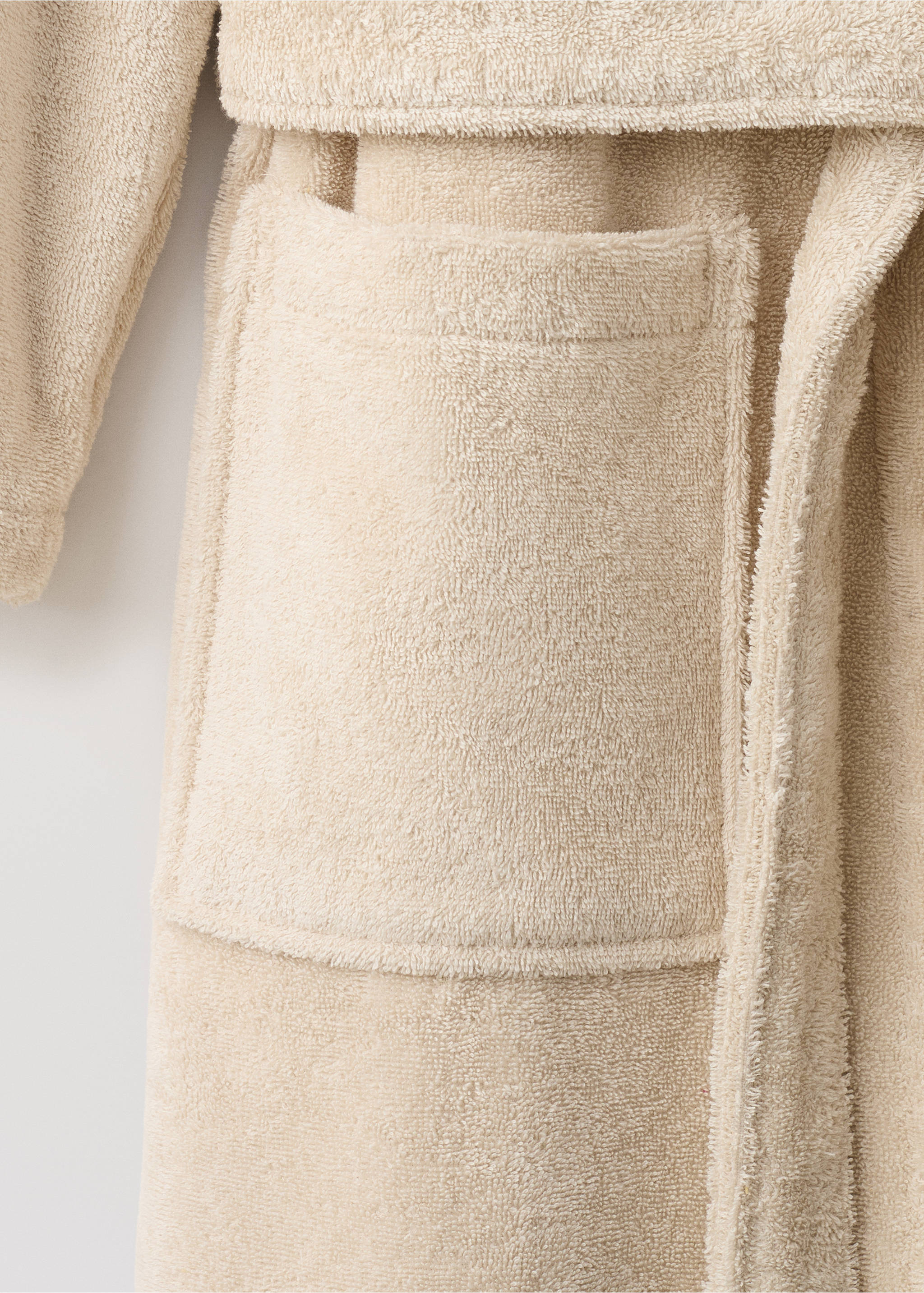 Soft cotton bathrobe - Details of the article 2, Sand. Ref: 27071531-00.