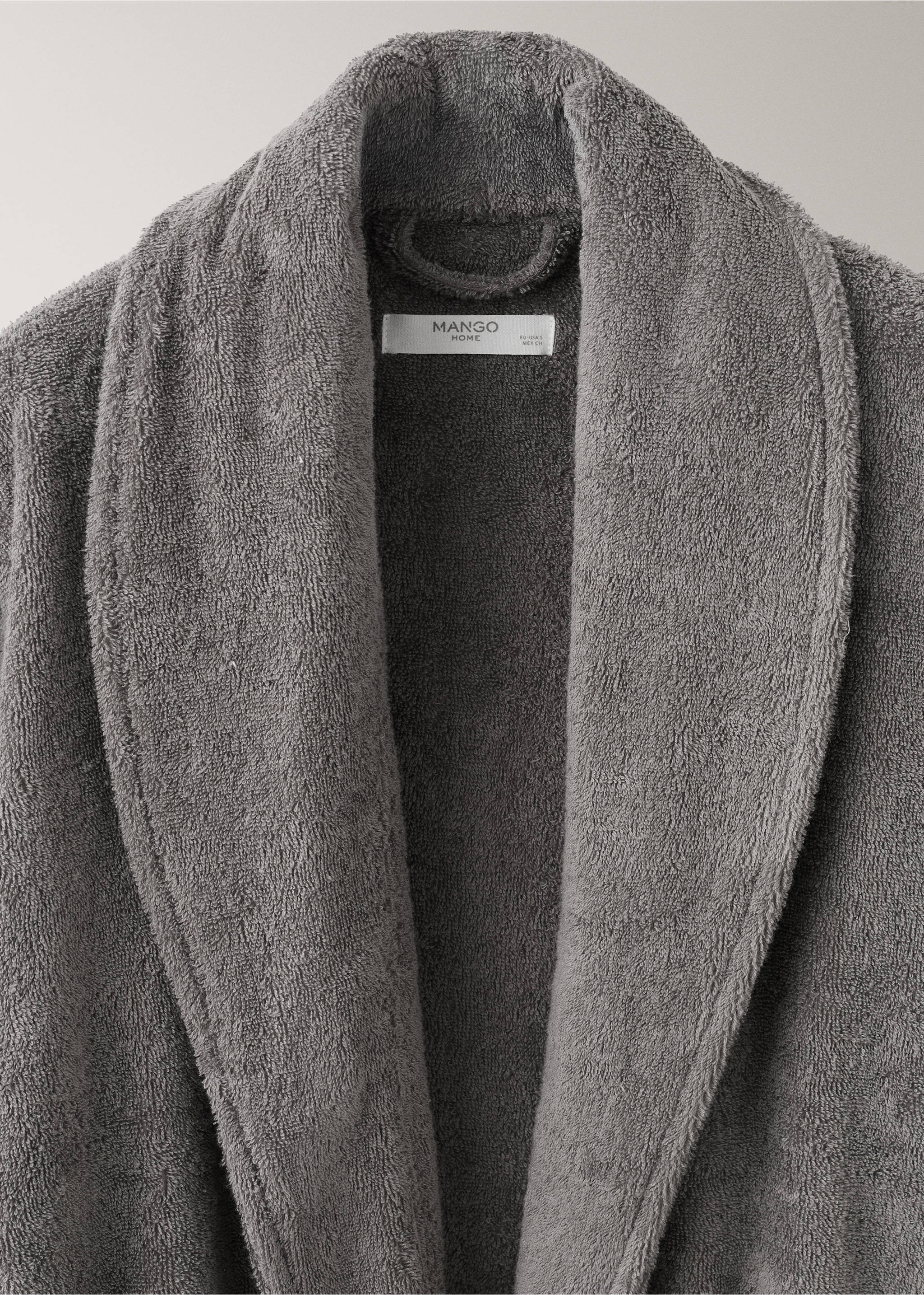 Soft cotton bathrobe - Details of the article 1, Dark Grey. Ref: 27071531-00.
