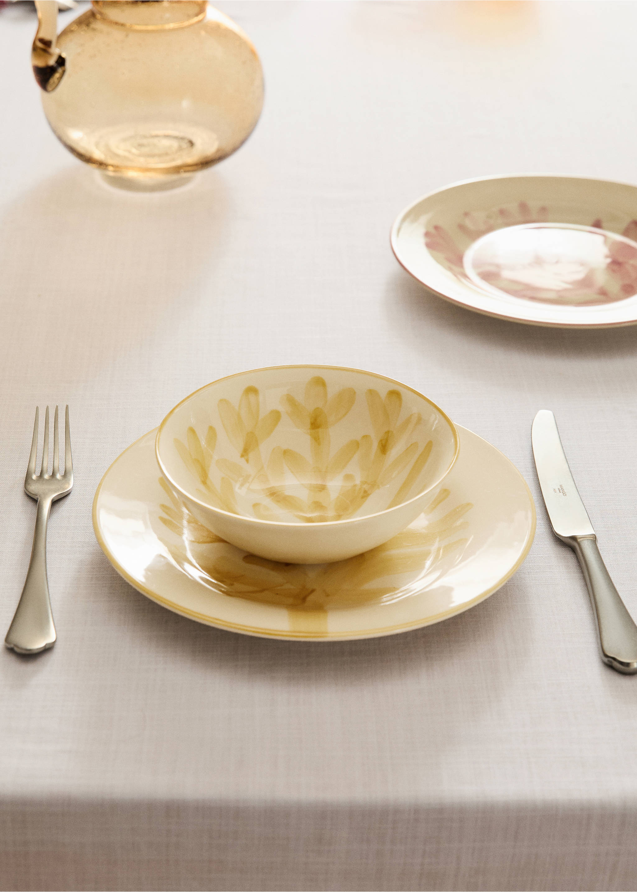 Bol gres disseny flor - Pla general, Vainilla. Ref: 27071533-00.