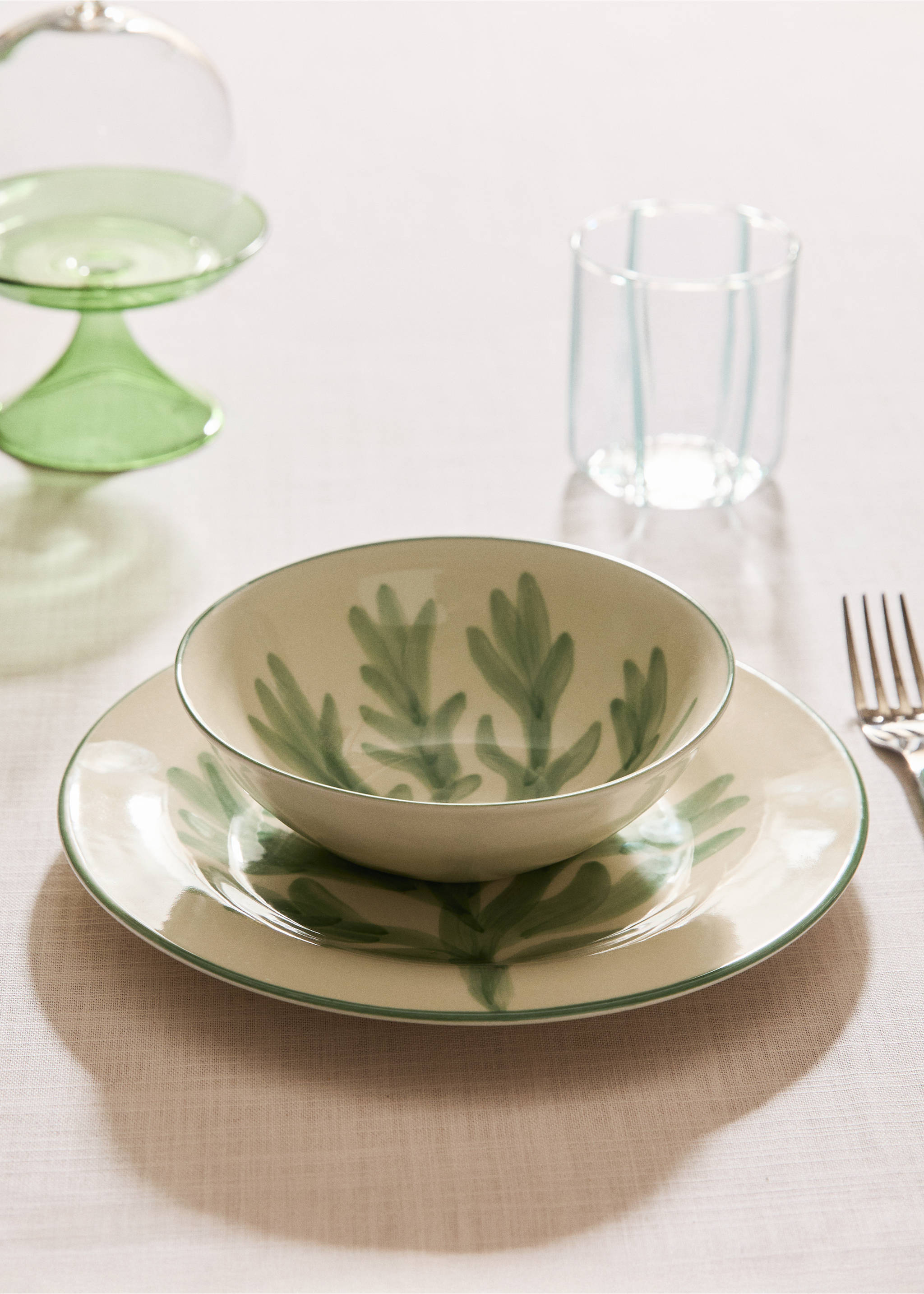 Floral design stoneware bowl - General plane, Pastel Green. Ref: 27071533-00.