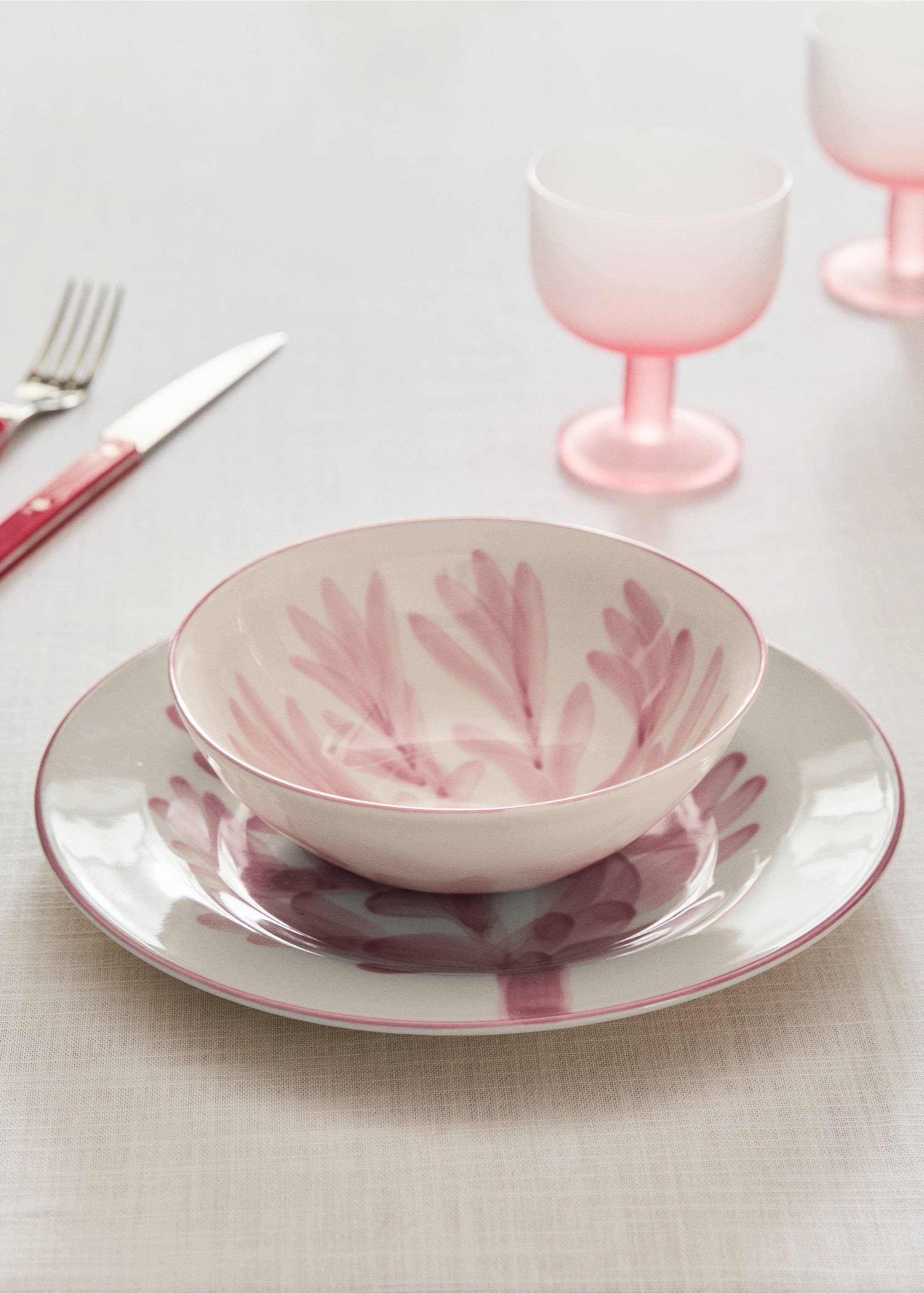 Floral design stoneware bowl - General plane, Light/Pastel Purple. Ref: 27071533-00.