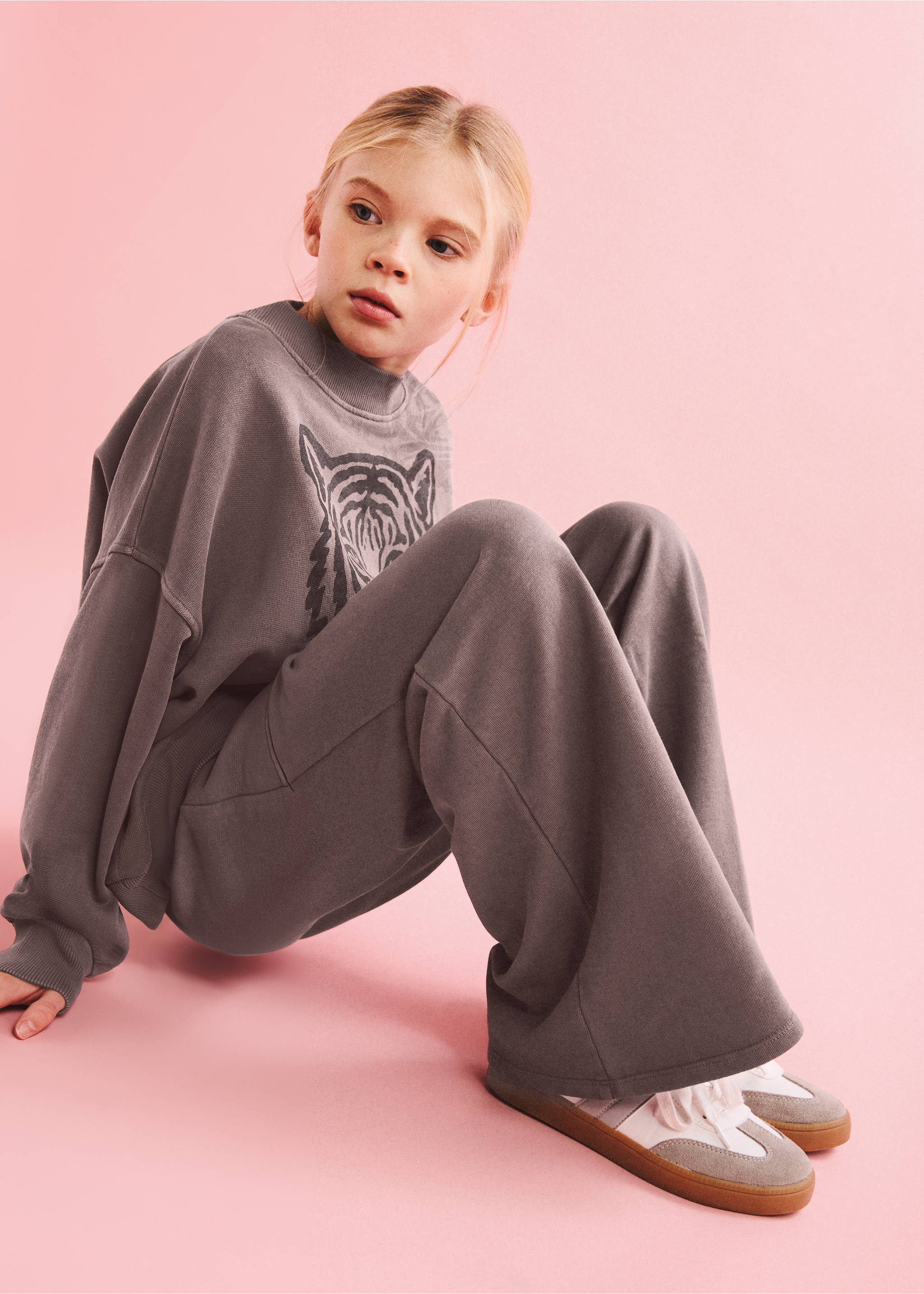 Cotton wide leg trousers - Medium plane, Chocolate. Ref: 27071535-00.