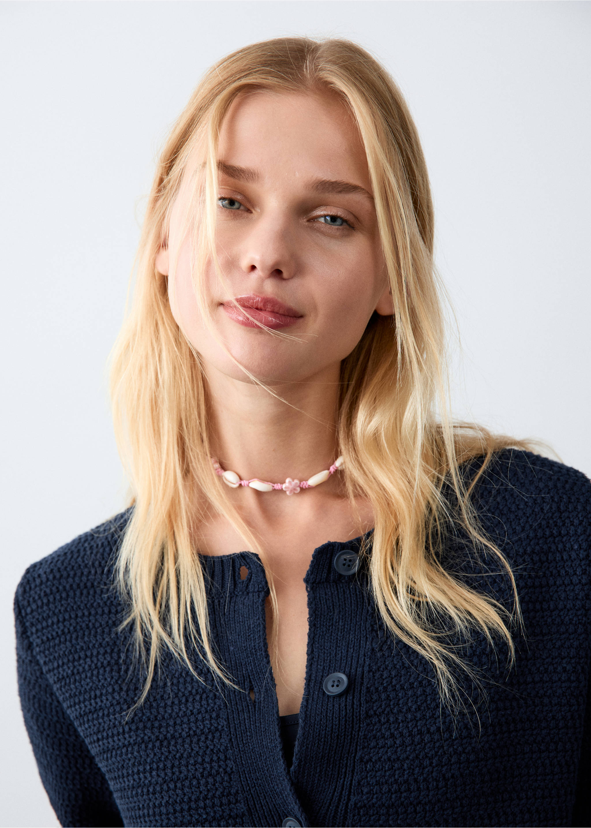 Cardigan de malha com botões - Pormenor do artigo 1, Azul-marinho. Ref: 27071536-00.