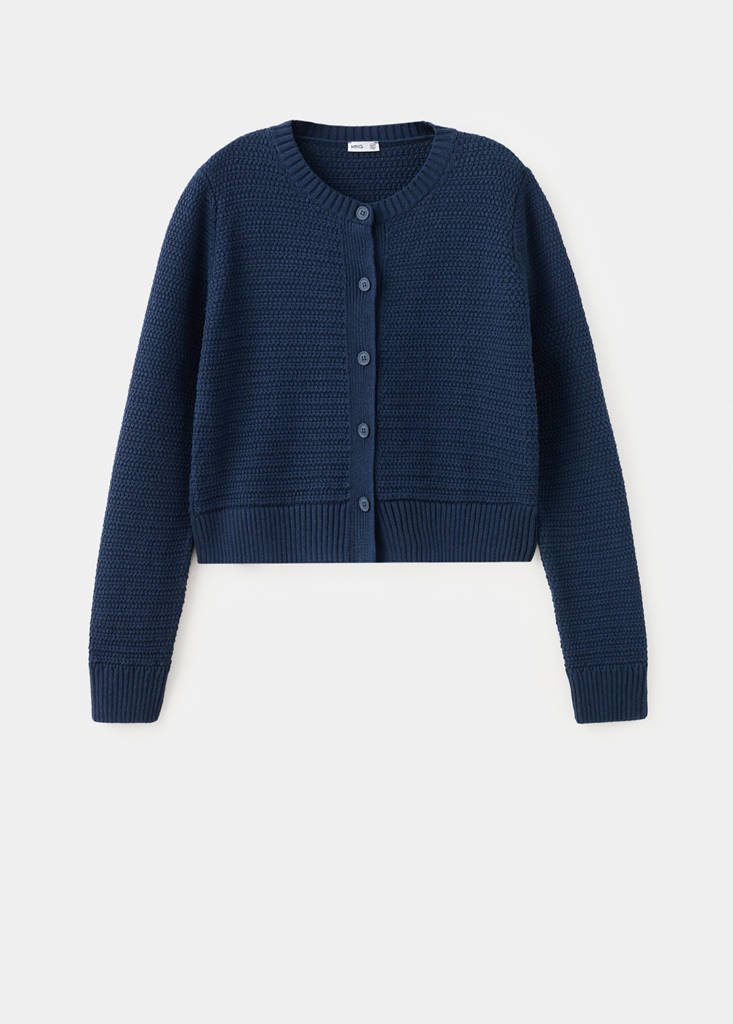 Knitted button cardigan — Navy
