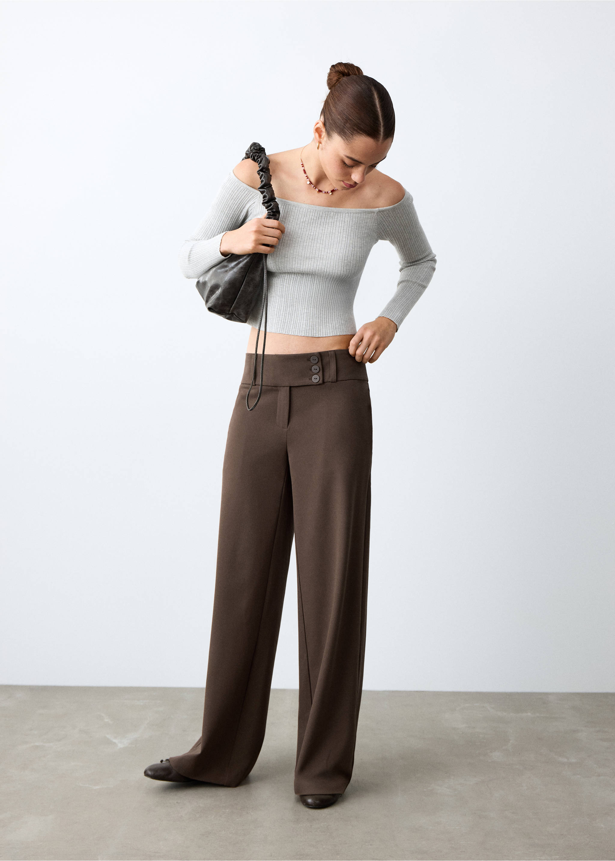 Straight-fit suit trousers - General plane, Brown. Ref: 27071539-00.