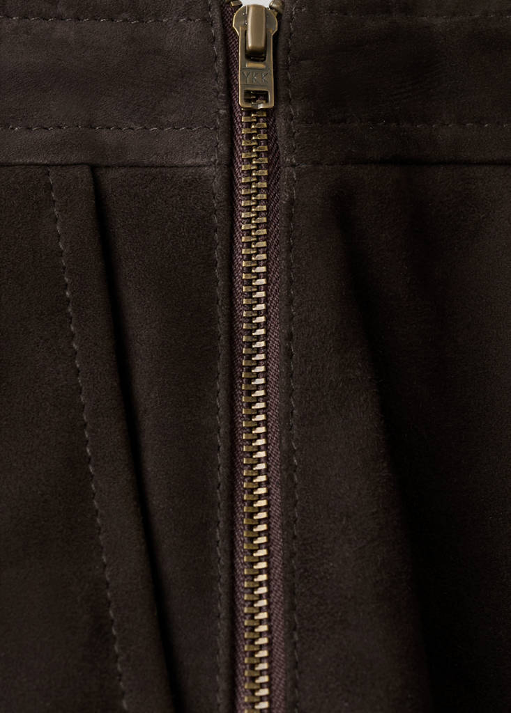 Suede shorts with zip — Brown