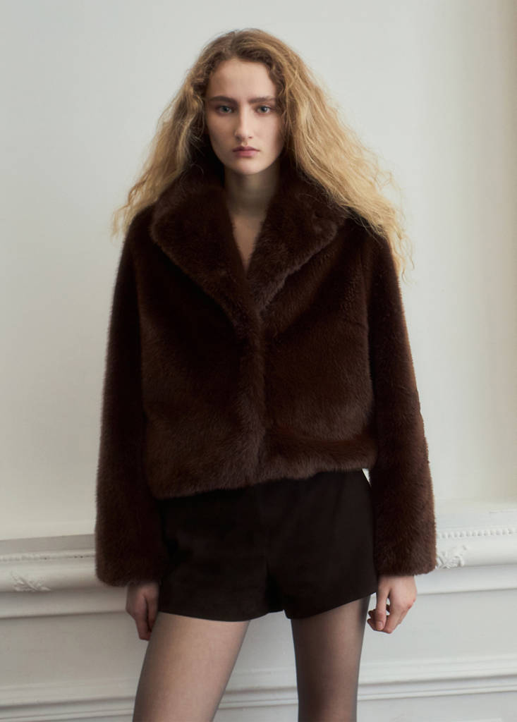 Suede shorts with zip — Brown