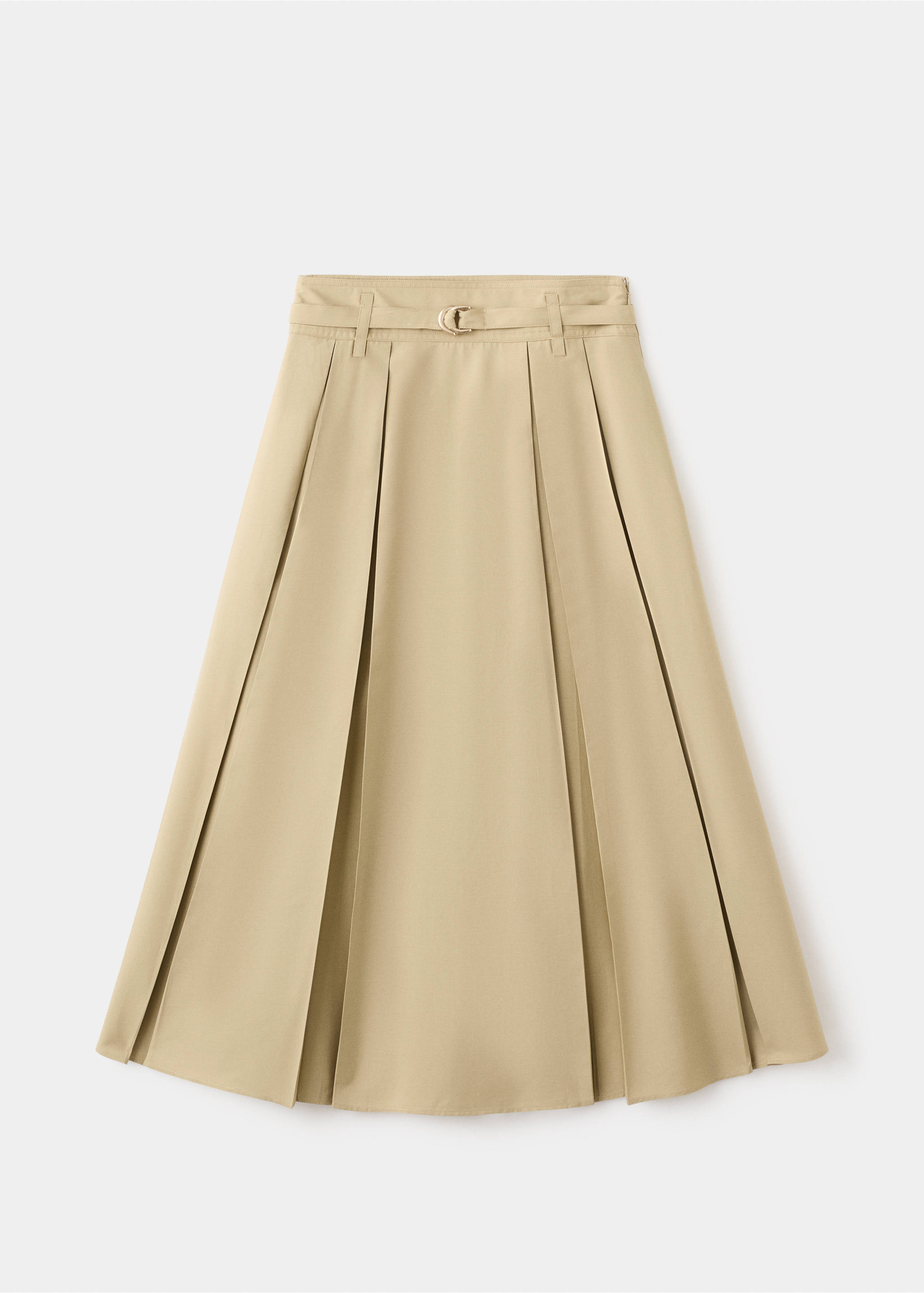 A-line pleated skirt with belt - Article without model, Medium Brown. Ref: 27072537-00.