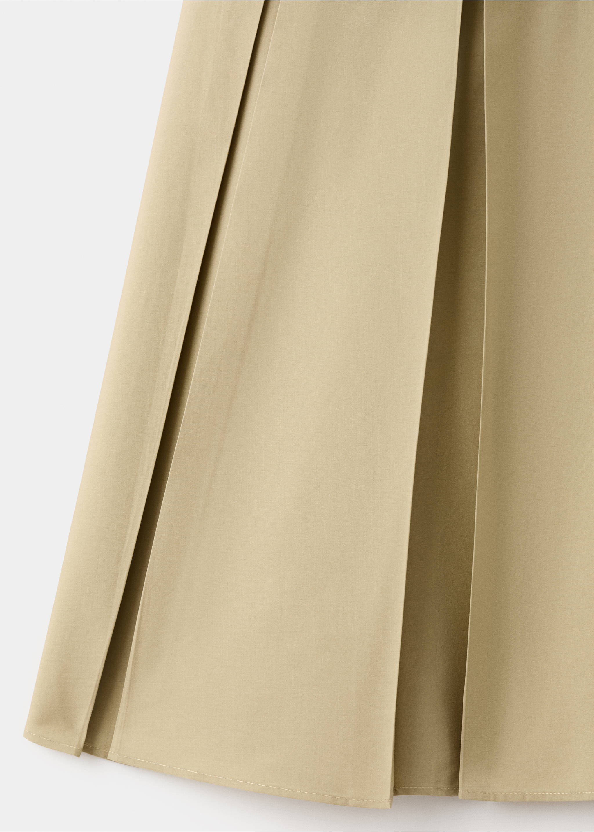 A-line pleated skirt with belt - Details of the article 8, Medium Brown. Ref: 27072537-00.