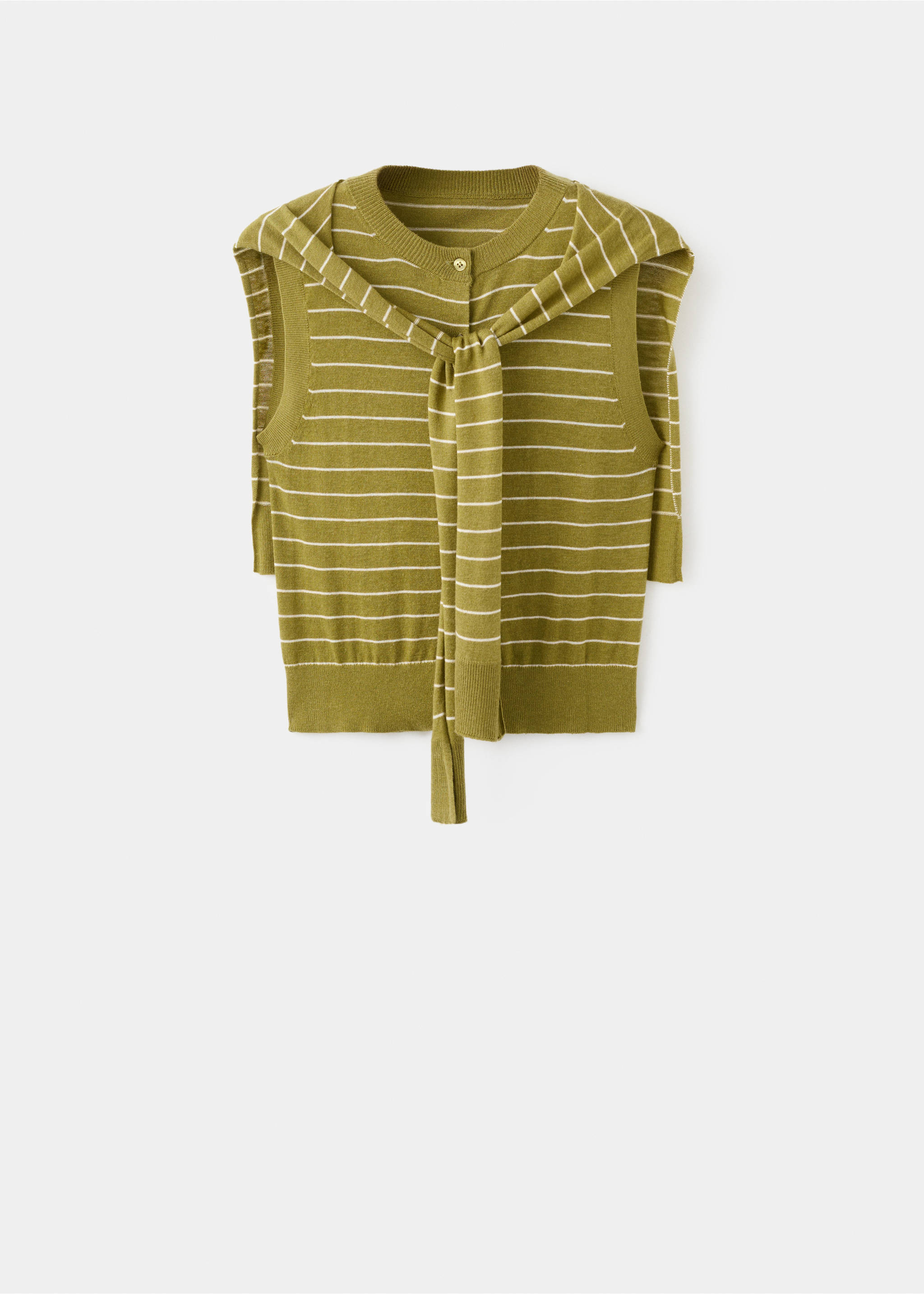 Jersey-knit waistcoat - Article without model, Olive Green. Ref: 27072540-00.