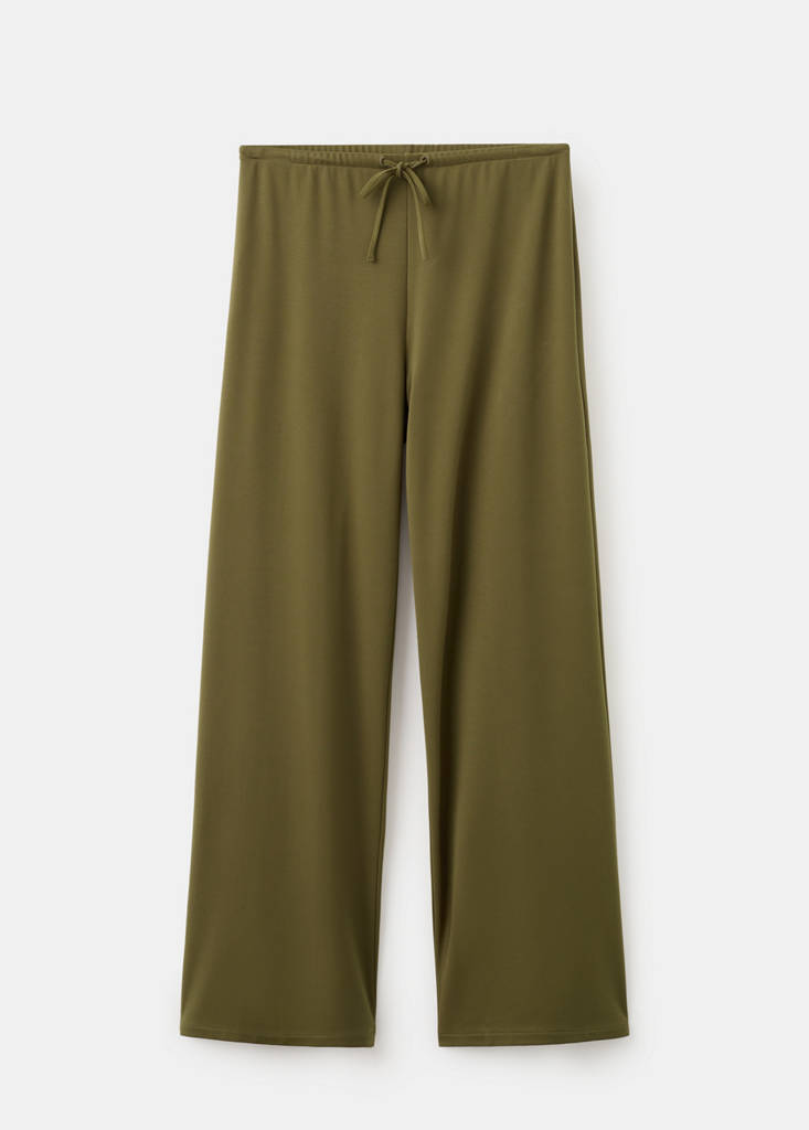 Straight-fit trousers with elastic waist — Khaki