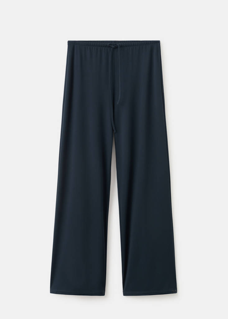 Straight-fit trousers with elastic waist — Navy