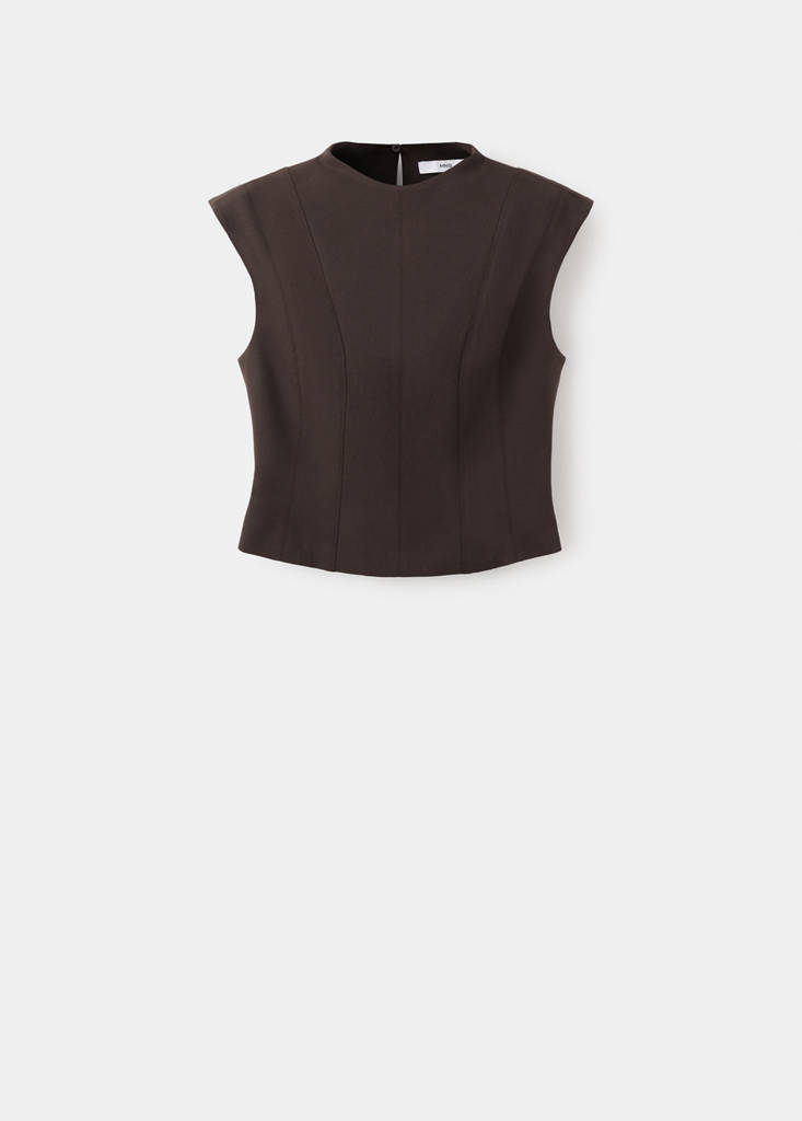 Fitted top with wide straps — Chocolate