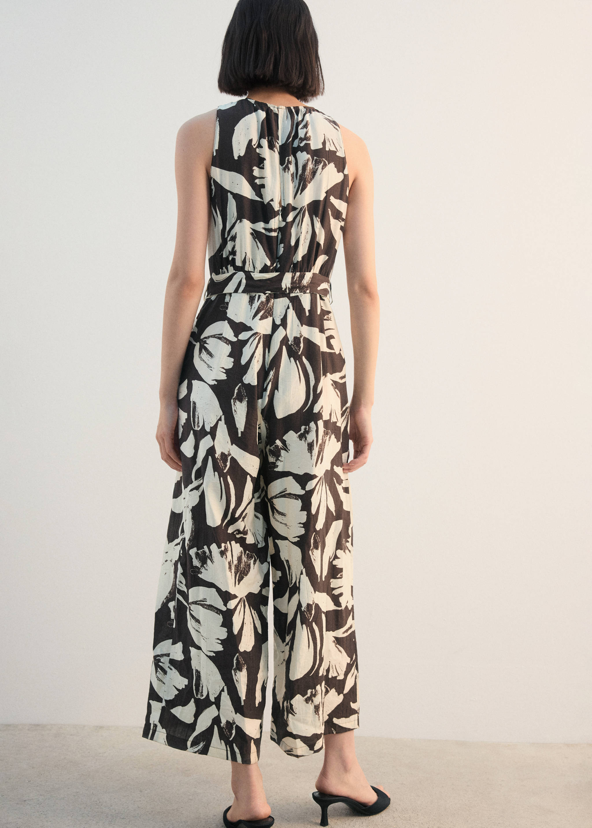 Cropped jumpsuit met print en ceintuur - Achterkant van het artikel