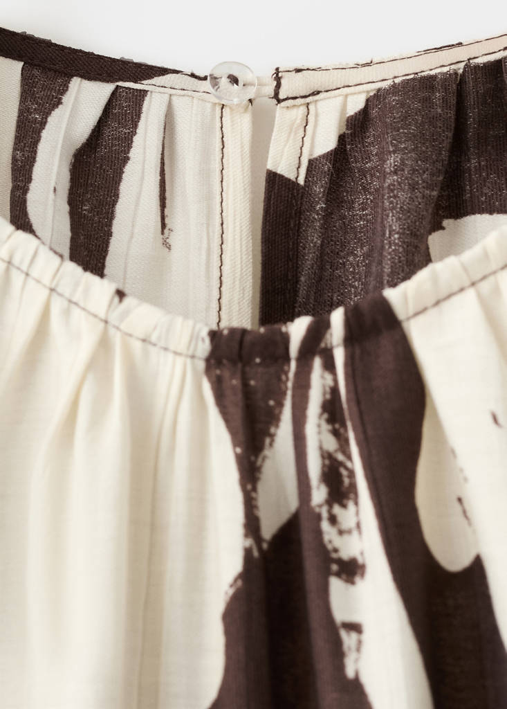 Printed cropped jumpsuit with belt — Chocolate