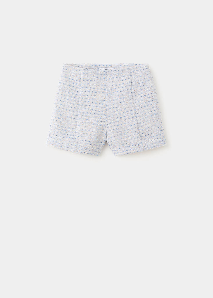 Mid-rise tweed shorts — Sky Blue