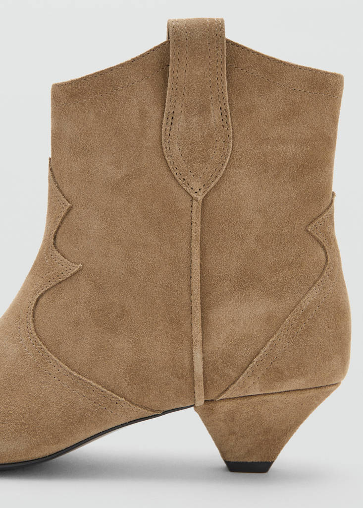Suede ankle boot with kitten heel — Sand