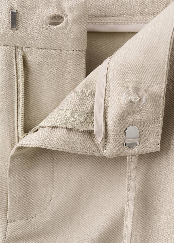 Wide leg trousers with drawstring — Beige