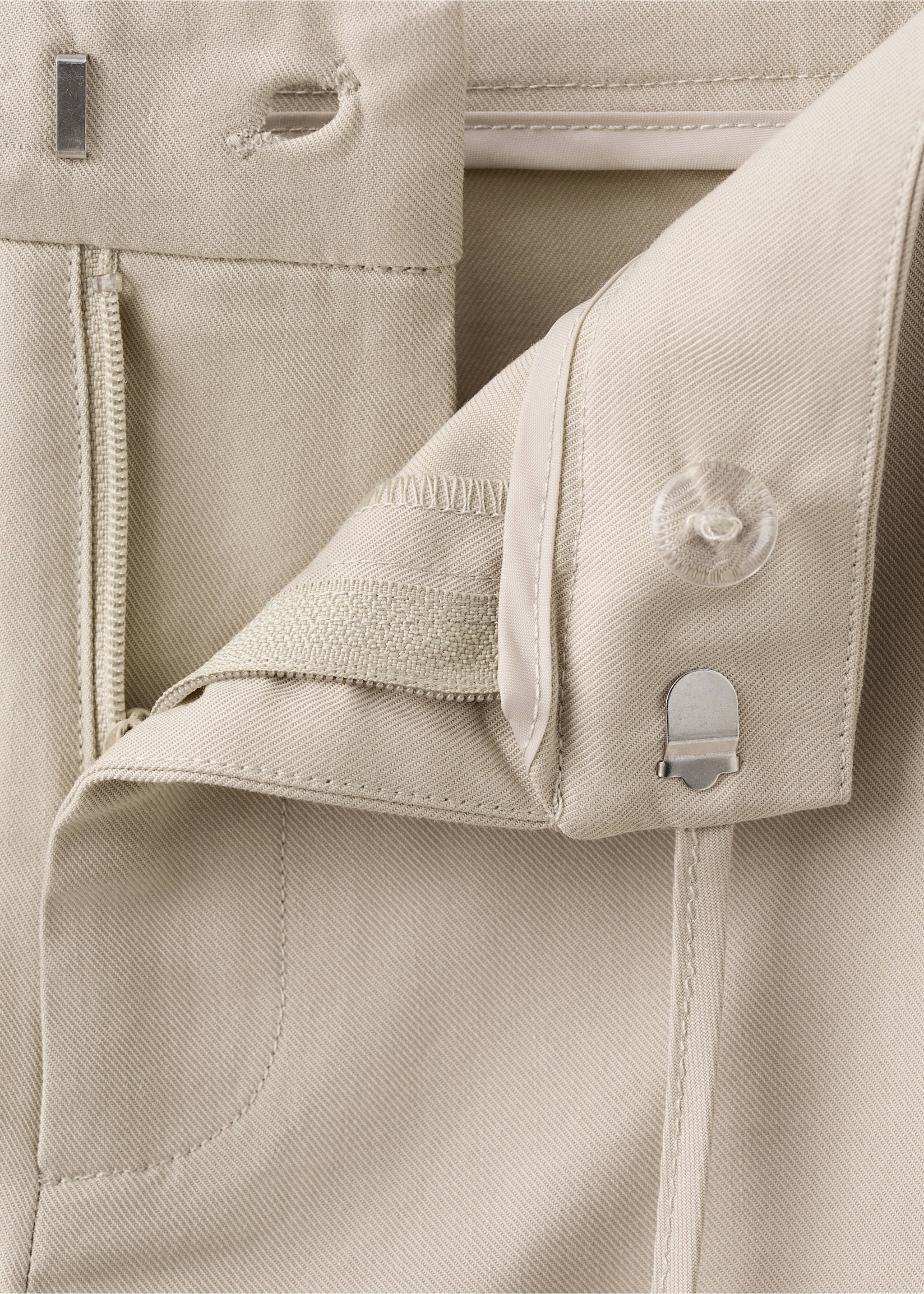 Wide leg trousers with drawstring - Details of the article 8, Beige. Ref: 27072549-00.